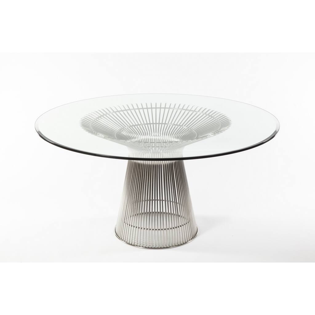 Hans Andersen Home Fishburne Round Glass Dining Table - Silver