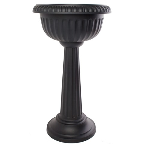 Bloem Grecian Urn Tall Pedestal Planter 32" Black