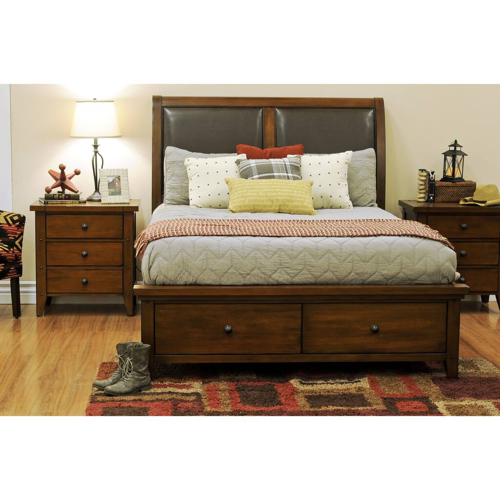 Del Prado Queen-size Padded Leather Storage Bed