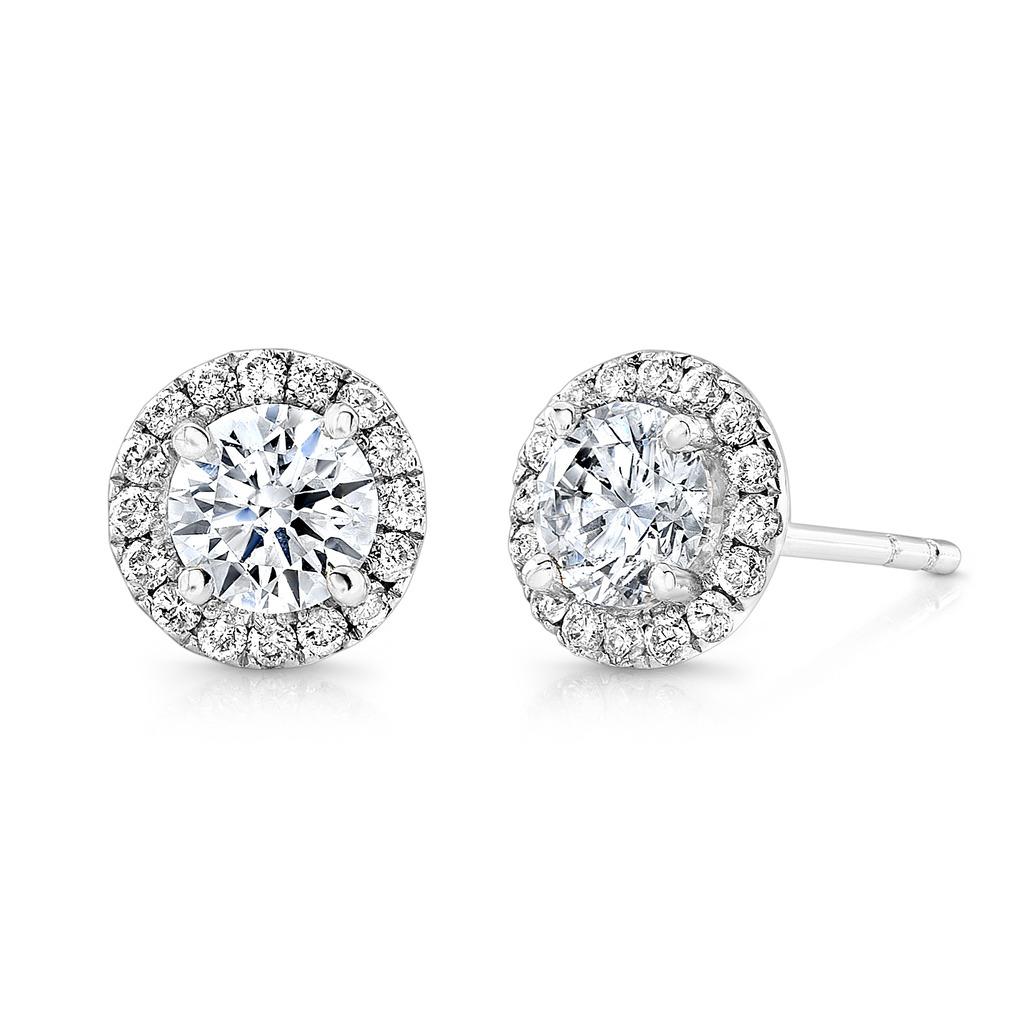 2ct TDW Round Halo Diamond Stud Earrings (F-G, I1)