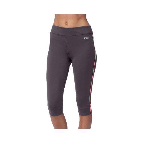 Womens Fila Side Piped Tight Capri Ebony Fiery Coral Womens Fila Side Piped Tight Capri Ebony Fiery Coral