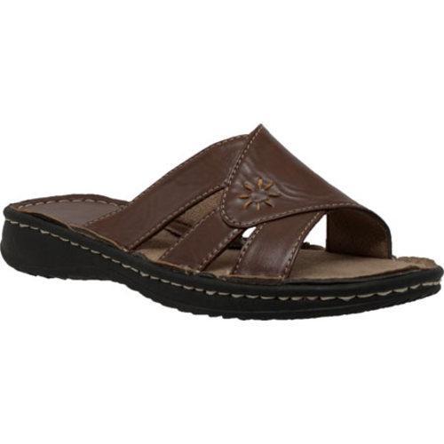 Women's Shaboom Band Slide Sandal Brown Leather - Free Shipping On ...