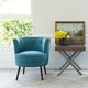 preview thumbnail 1 of 3, Handy Living Lily Upholstered Midnight Paris Sky Blue Barrel Chair