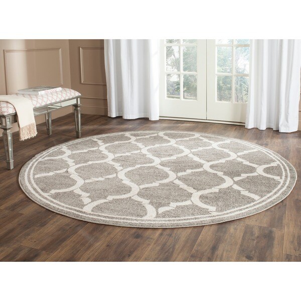 Safavieh Indoor/ Outdoor Amherst Dark Grey/ Beige Rug 7' Round Free Shipping Today