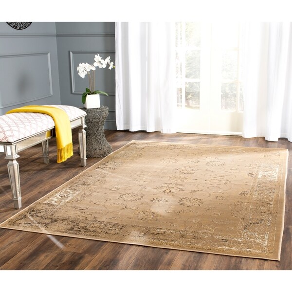 Safavieh Vintage Oriental Taupe Distressed Silky Viscose Rug - 8'10 x 12'2