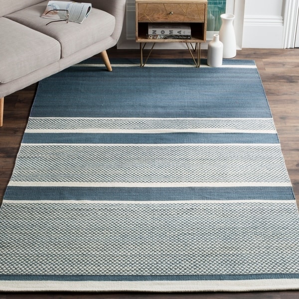 Safavieh Hand-Woven Kilim Blue/ Ivory Wool Rug - 9' x 12'