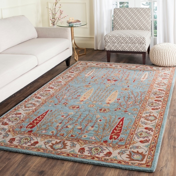 Safavieh Handmade Heritage Timeless Traditional Blue/ Ivory Wool Rug - 7'6 x 9'6