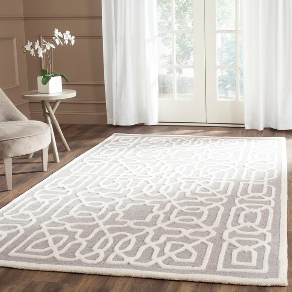 Safavieh Handmade Cambridge Silver/ Ivory Wool Rug - 8' x 10'
