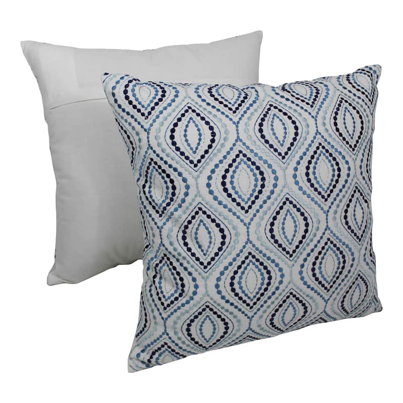 Blazing Needles 20-inch Blue Palette Embroidered Throw Pillows (Set of 2)
