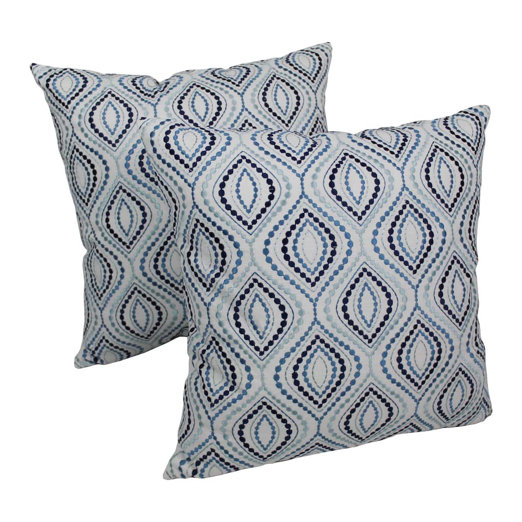 Blazing Needles 20-inch Blue Palette Embroidered Throw Pillows (Set of 2)