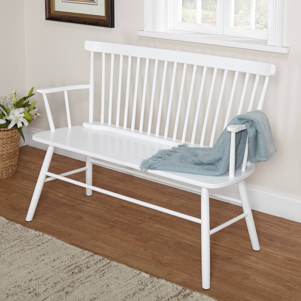 Simple Living Rubberwood White Shelby Dining Bench