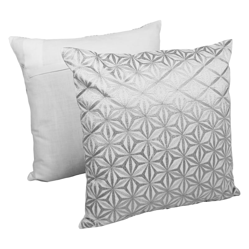 Blazing Needles 20-inch Indian Silver Diamond Mosaic Embroidered Throw Pillow
