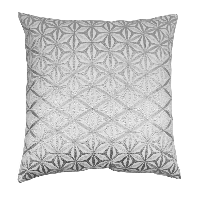 Blazing Needles 20-inch Indian Silver Diamond Mosaic Embroidered Throw Pillow