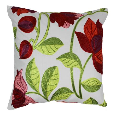 Blazing Needles 20-inch Indian Elegant Roses Embroidered Throw Pillow