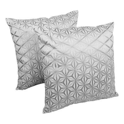 Blazing Needles 20-inch Diamond Mosaic Embroidered Throw Pillows (Set of 2)