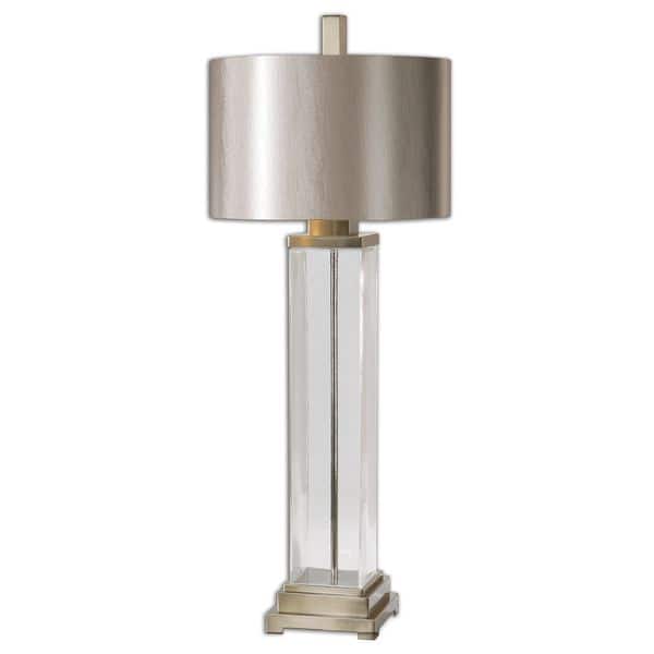 slide 1 of 1, Uttermost Drustan 1-Light Clear Glass Table Lamp