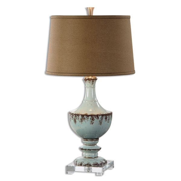 Shop Uttermost Molara 1light Distressed Blue Ceramic Table Lamp Free