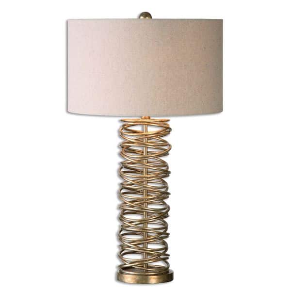 slide 1 of 1, Uttermost Amarey 1-light Antique Silver Champagne Table Lamp