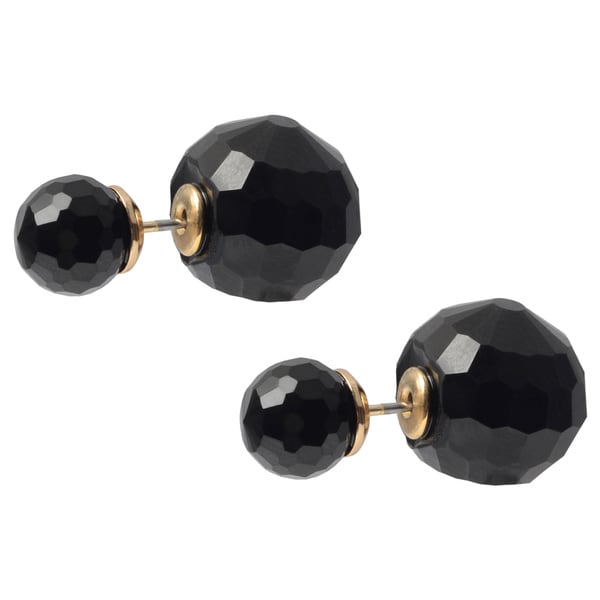 Journee Collection Brass Front Back Double-sided Bead Stud Earrings