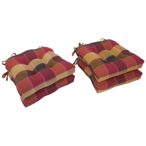 Essentials Harris Plaid Woven Plaid Tieback Chair Pads (Set of 4