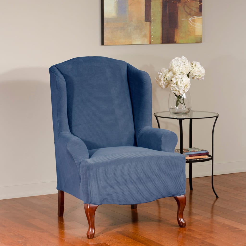 QuickCover Dimples One Piece Stretch Wing Back Slipcover