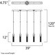 preview thumbnail 4 of 2, Fizz III 5-light LED Linear Pendant