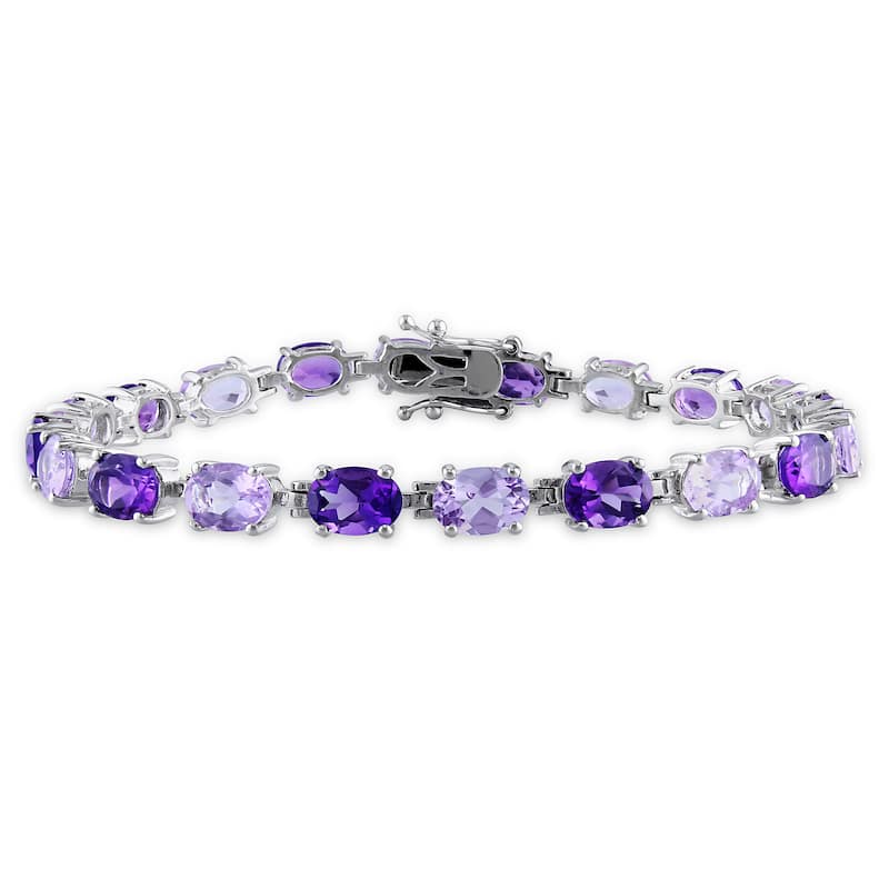 Miadora Sterling Silver 14ct TGW Amethyst and Rose de France Bracelet