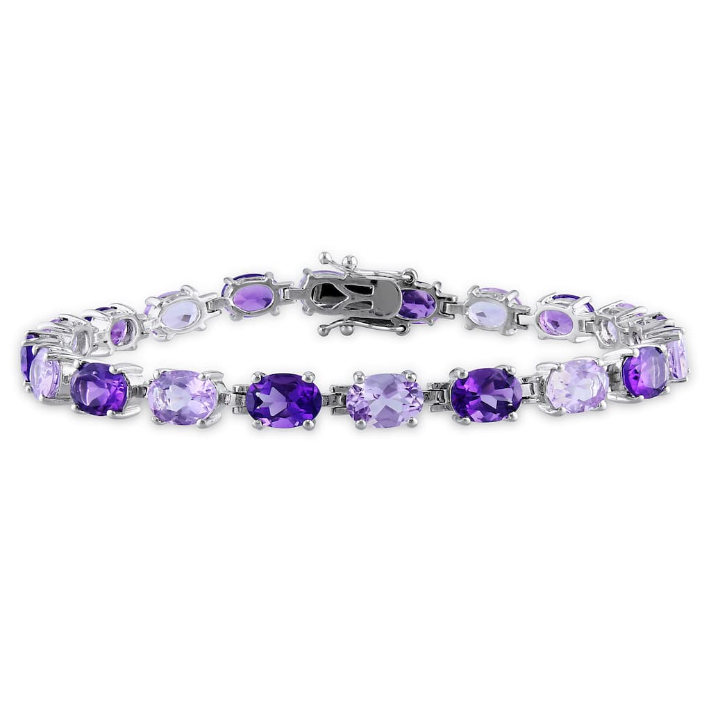 Miadora Sterling Silver 14ct TGW Amethyst and Rose de France Bracelet