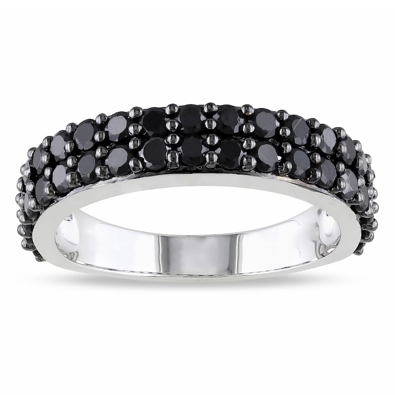 Miadora Sterling Silver Black Spinel Stackable Ring