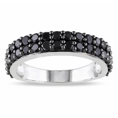 Miadora Sterling Silver Black Spinel Stackable Ring