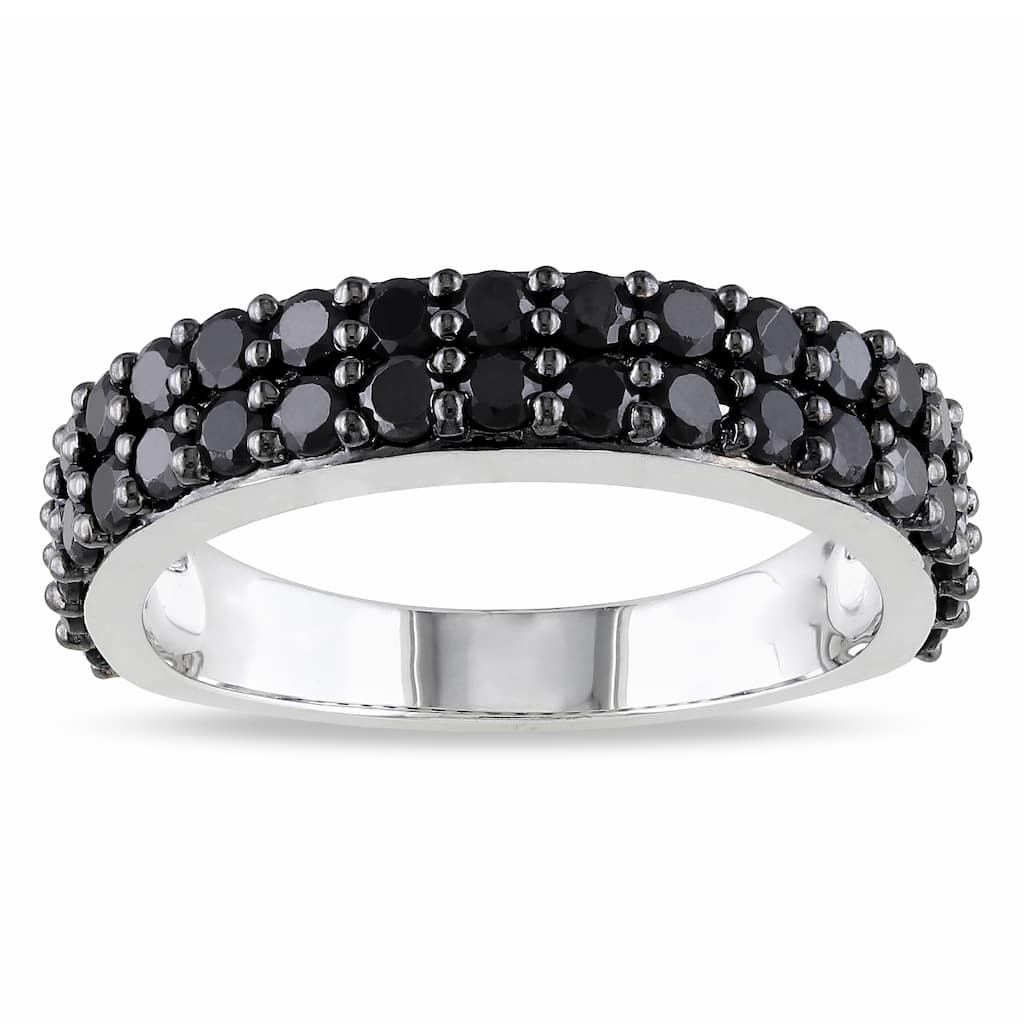 Miadora Sterling Silver Black Spinel Stackable Ring