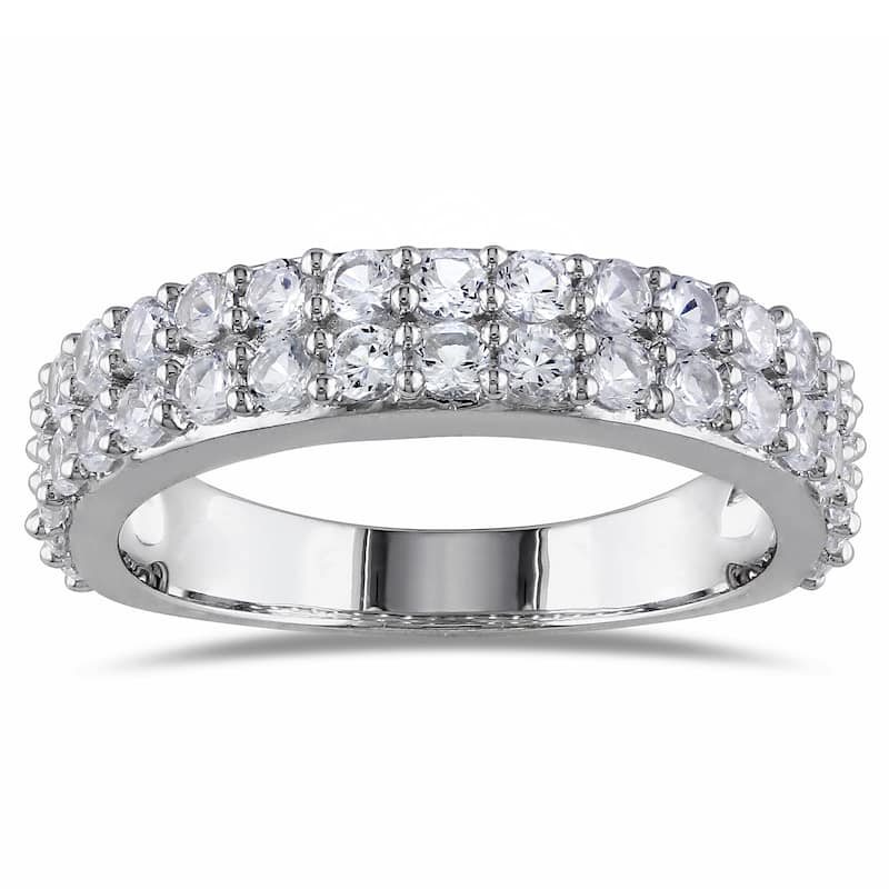 Miadora Sterling Silver Created White Sapphire Stackable Ring