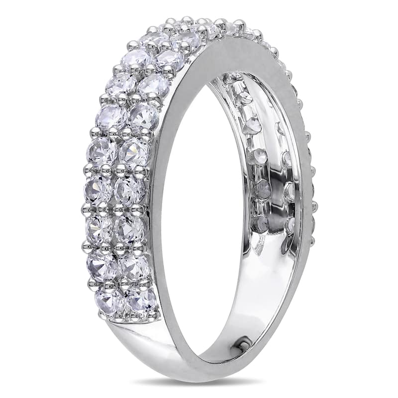 Miadora Sterling Silver Created White Sapphire Stackable Ring