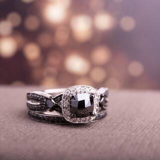 miadora sterling silver with black rhodium 1 12ct tdw black and white diamond split - Wedding Rings With Black Diamonds miadora sterling silver with black rhodium 1 12ct tdw black and white diamond split - Wedding Rings With Black Diamonds