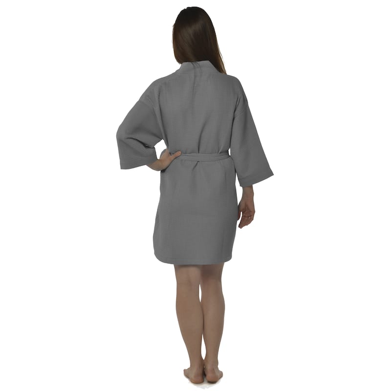 Leisureland Women's 36-inch Waffle Weave Kimono Bath Robe