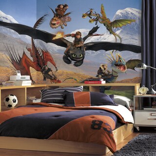 How to Train Your Dragon Chair Rail Pre-pasted 6 x 10.5-Foot Ultra-Strippable Mural
