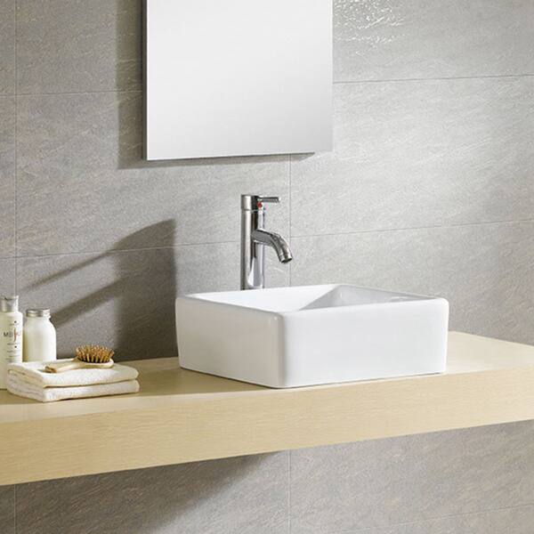 Fine Fixtures White Vitreous China Square Vessel Sink