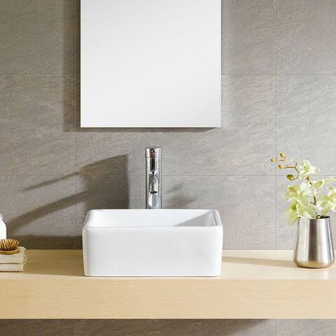 Fine Fixtures White Vitreous China Square Vessel Sink