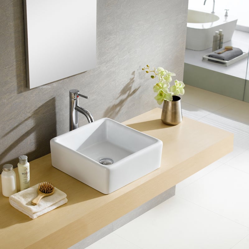 Fine Fixtures White Vitreous China Square Vessel Sink