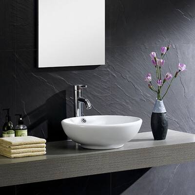 Fine Fixtures Modern White Vitreous China Round Vessel Sink
