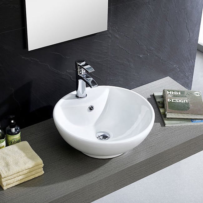 Fine Fixtures White Vitreous China Round Modern Vessel Sink