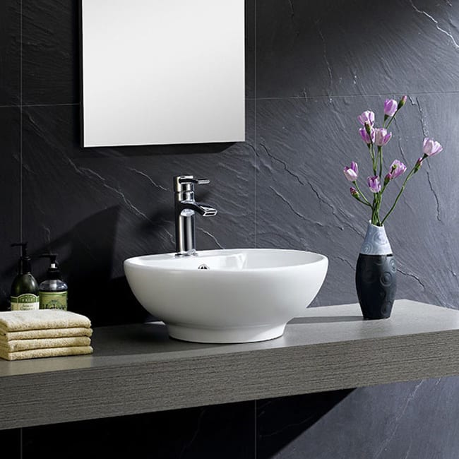 Fine Fixtures White Vitreous China Round Modern Vessel Sink
