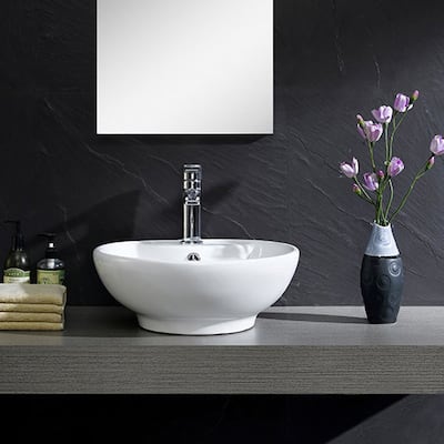 Fine Fixtures White Vitreous China Round Modern Vessel Sink