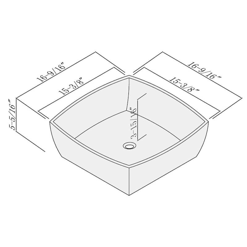Fine Fixtures White Vitreous China Bulging Square Vessel Sink