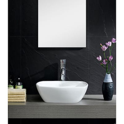 Fine Fixtures White Vitreous China Bulging Square Vessel Sink