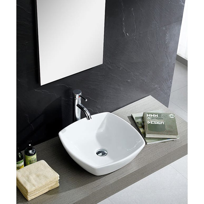 Fine Fixtures White Vitreous China Bulging Square Vessel Sink