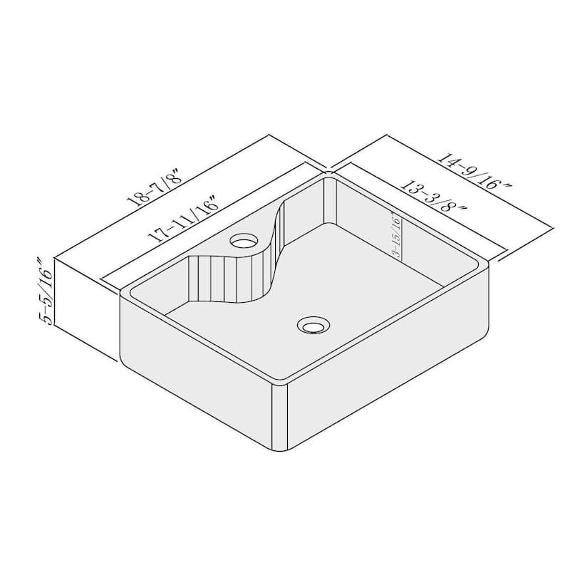 Fine Fixtures Modern White China Square Vessel Sink