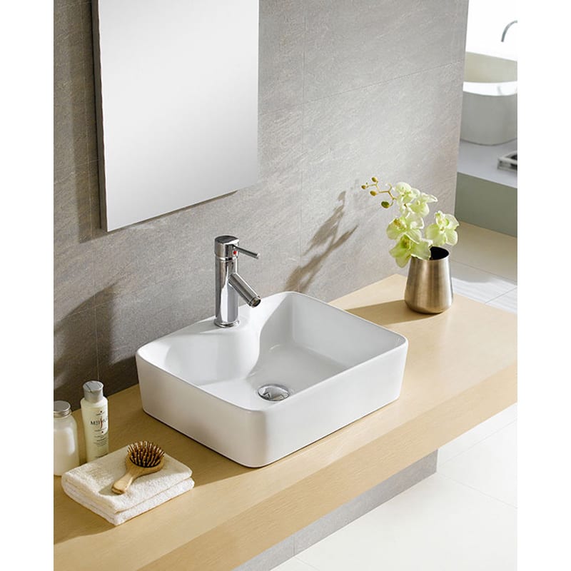 Fine Fixtures Modern White China Square Vessel Sink