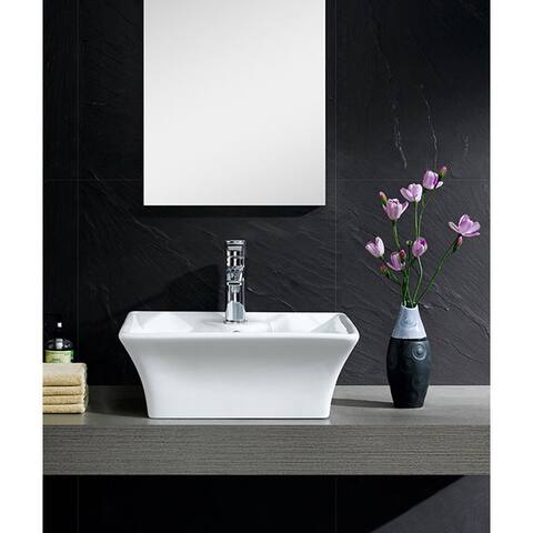 Fine Fixtures White Vitreous China Concave Square Vessel Sink