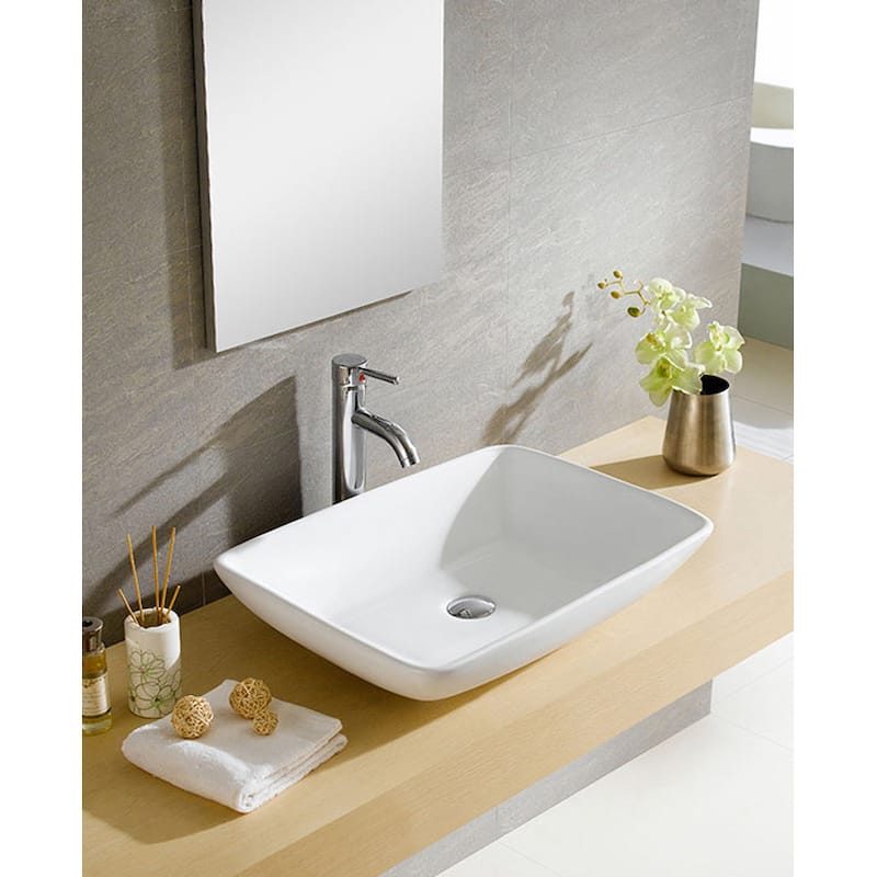 Fine Fixtures White Vitreous China Rectangle Vessel Sink